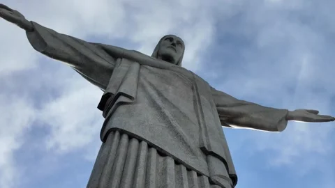 Christ the Redeemer Statue Tilt Down in Rio de Janeiro Stock Footage 319911040