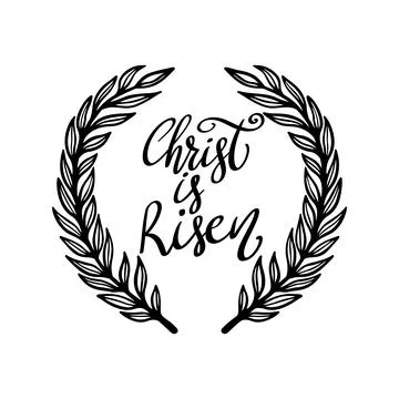 Christ is risen. Lettering phrase with wreath isolated on white background Illustrazione stock