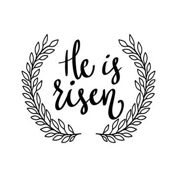 Christ is risen. Lettering phrase with wreath isolated on white background Stock Illustration