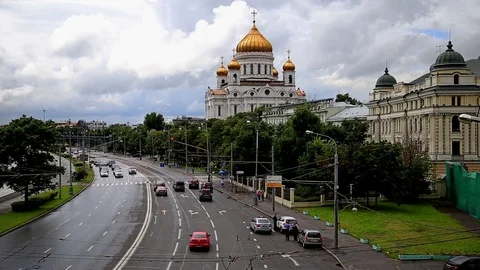 Christ the Savior Cathedral on the background of clouds Stock Footage 72994137