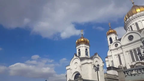 Christ the Savior Cathedral close view from left to right moving. Video stock 73777513