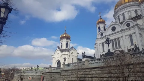 Christ the Savior Cathedral from left to right moving view Video stock 73777481