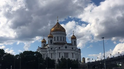 Christ Savior Cathedral From the Moskva River, Moscow, 2019 Stock Footage 109380502