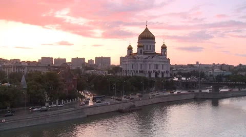 Christ the Saviour Cathedral view over Moskva river Stock Footage 52792610