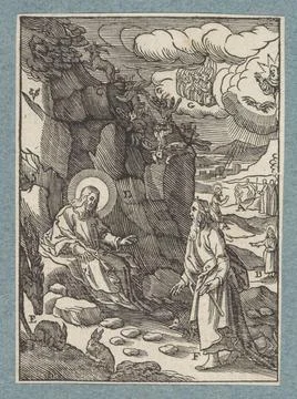 Christ in the wilderness. Christ is tested by the devil in the wilderness.... Stock Photos