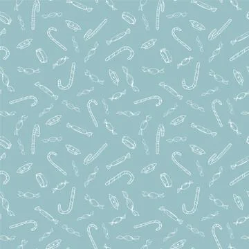 Christams background with hand drawn elements. Seamless drawing holiday pattern Stock Illustration