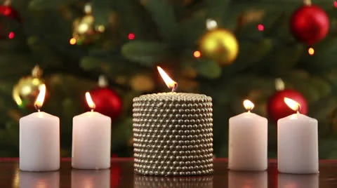 Christams candle set HD 動画素材 25616974