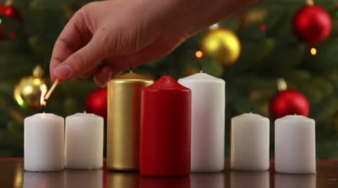 Christams candle set HD3 動画素材 25616441
