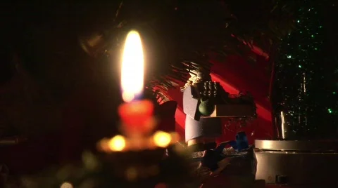 Christamstree with red candle Stock Footage 290176