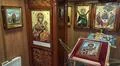 Christian art paintings onboard chapel indoors russian tall ship STS Sedov Photo