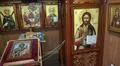 Christian art paintings onboard chapel indoors russian tall ship STS Sedov Photo