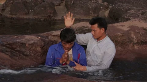 Christian Baptism in Laos 스톡 동영상 40073042