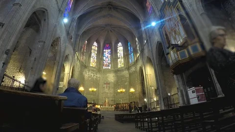 At A Christian Cathedral Stock Footage 90413547