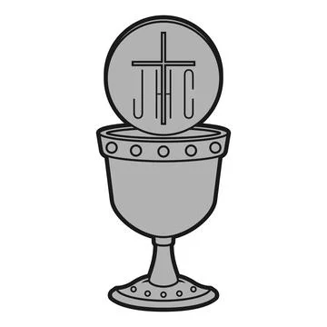 Christian chalice in grayscale. Stock Illustration