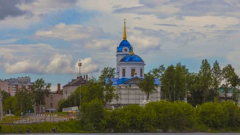 Christian church. Russia Perm. Timelapse Stock Footage