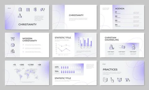 Christian counseling presentation template set Stock Illustration