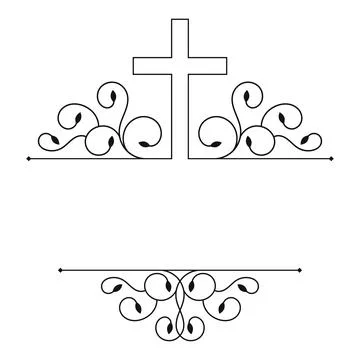 Christian cross with branches leaves pattern Stock Illustration