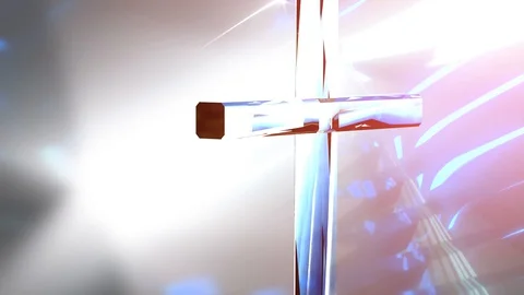 Christian cross on a bright background, concept of Easter and Christmas Stock Footage 127799355