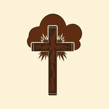 Christian cross in the clouds Stock Illustration