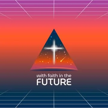 Christian cross in the cosmic sky in a triangular window 스톡 일러스트