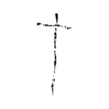 Christian cross grunge vector religion symbol Stock Illustration
