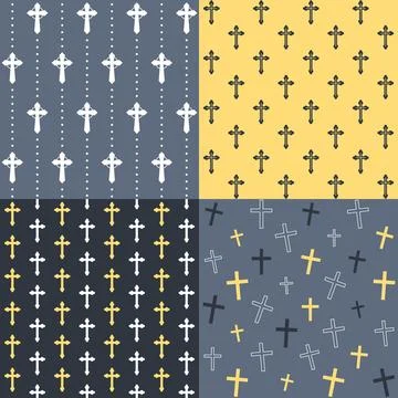 Christian Cross Pattern Variations and Colorways Vector Background Stock Illustration