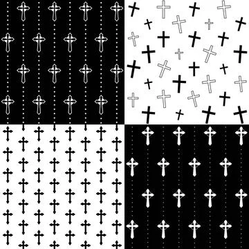 Christian Cross Pattern Variations Vector Background Set Illustrazione stock