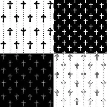 Christian Cross Pattern Variations Vector Background Illustrazione stock