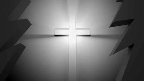The Christian cross is revealed in the rays of light Stock Footage 294030779