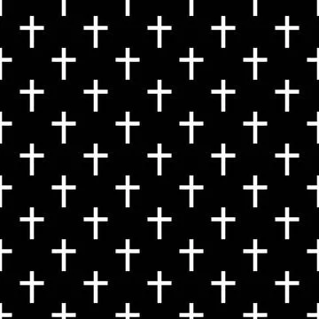 Christian Cross Seamless Pattern on Black Background 库存插图