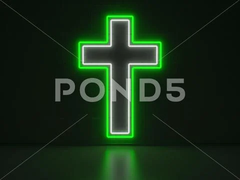 Christian cross - series neon signs Stock Illustration