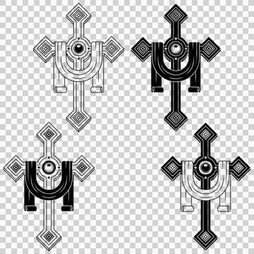 Christian cross surrounded by ribbon Illustrazione stock