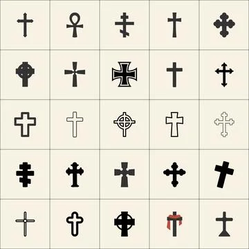 Christian cross vector set. religious crosses collection. Stock vector Illustrazione stock