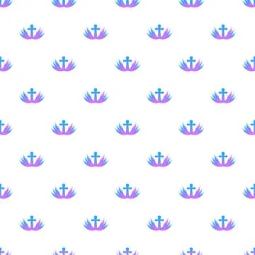 Christian cross with wings seamless pattern background Illustrazione stock