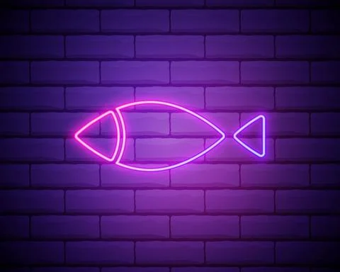 Christian fish outline icon. Elements of religion in neon style icons. Simple Stock Illustration