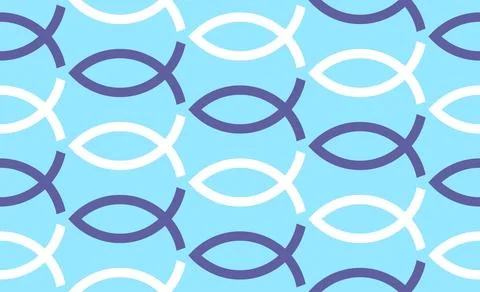 Christian Fish Symbol Pattern in Blue Tones Vector Background Illustrazione stock