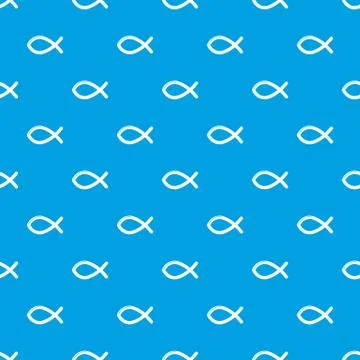 Christian fish symbol pattern vector seamless blue Illustrazione stock