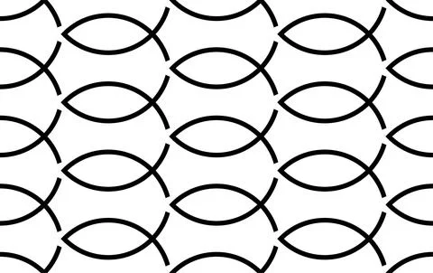 Christian Fish Symbol Seamless Pattern on White Background Stock Illustration