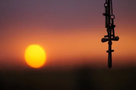 Christian graveyard with crosses Stock Photos