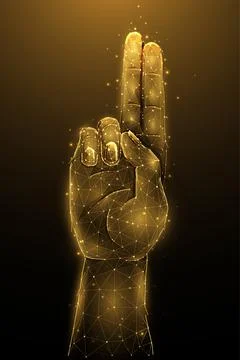 Christian hand gestures polygonal vector illustration on a dark background. H Stock Illustration