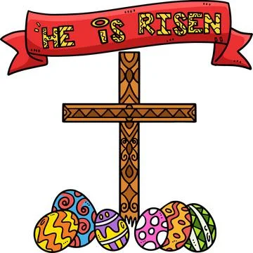 Christian He Is Risen Cartoon Colored Clipart Illustrazione stock