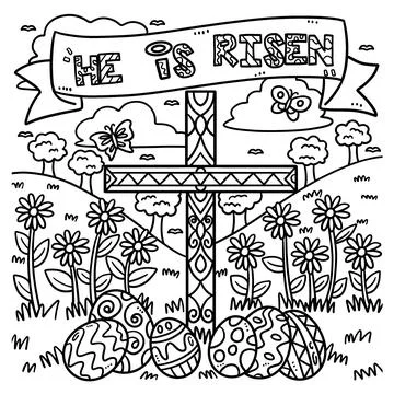 Christian He Is Risen Coloring Page for Kids Illustrazione stock