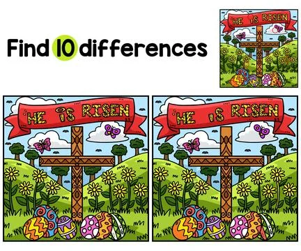 Christian He Is Risen Find The Differences Illustrazione stock
