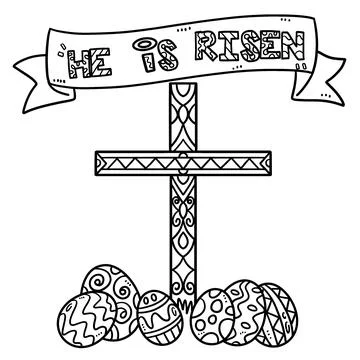 Christian He Is Risen Isolated Coloring Page Illustrazione stock
