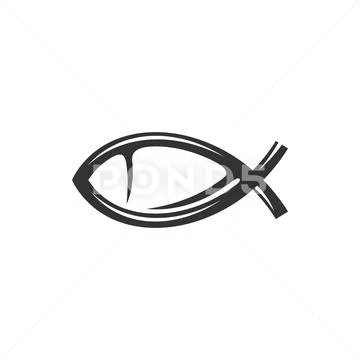 Christian Jesus fish isolated ichthys symbol Stock Illustration