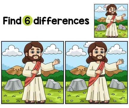 Christian Jesus Preaching Find The Differences Stock Illustration