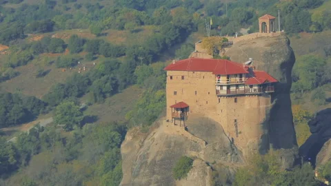 Christian Monastery Meteora Greece Cable Car Stock Footage 130187130