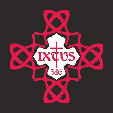 Christian print. IXTUS Stock Illustration