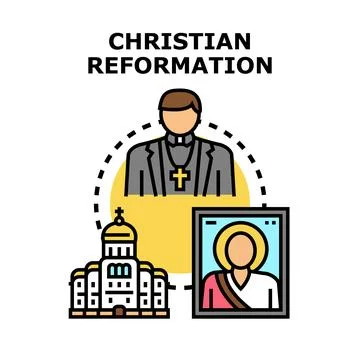 Christian reformation changing religion and belief system Stock Illustration