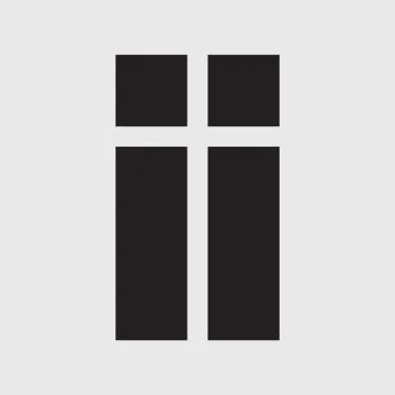 Christian symbol, black rectangle shape cross icon. Church logo template Stock Illustration